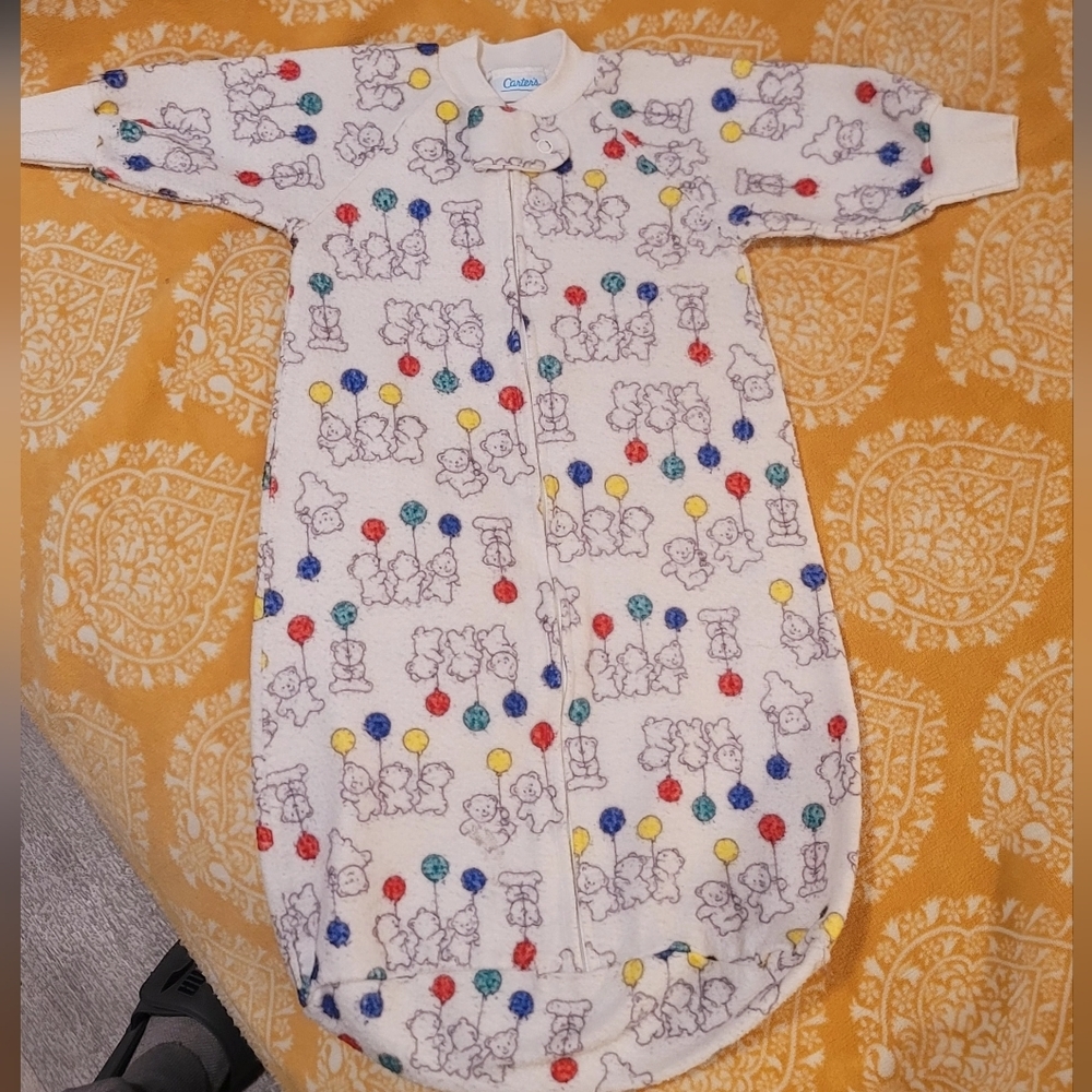 Vintage Carter's Baby Fleece Sleep Bag Sack Wearable Blanket One Size Bears - Picture 1 of 14